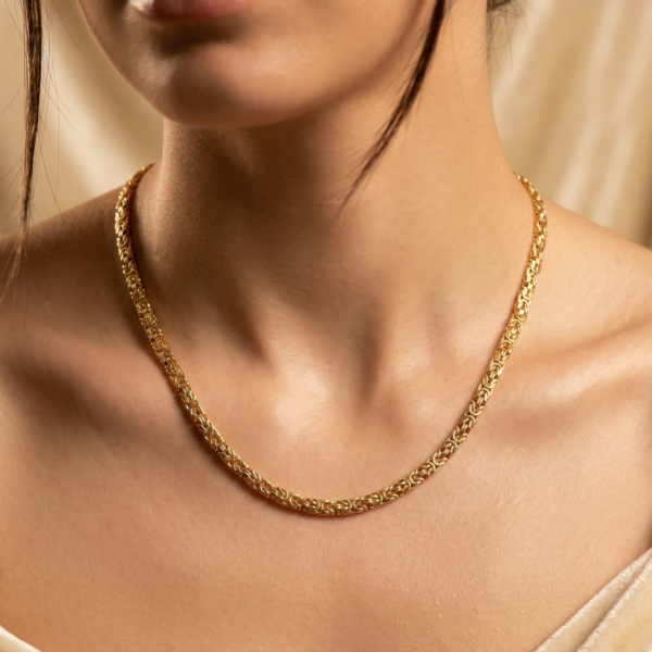 Safir Işıltılı Yassı Bizans Kral Kolye